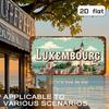 Hisun Tin Sign HD Aluminum Metal Sign Luxembourg Vintage License Plate Style Wall Decor Retro Castle Landscape Distressed Design Tin Poster f