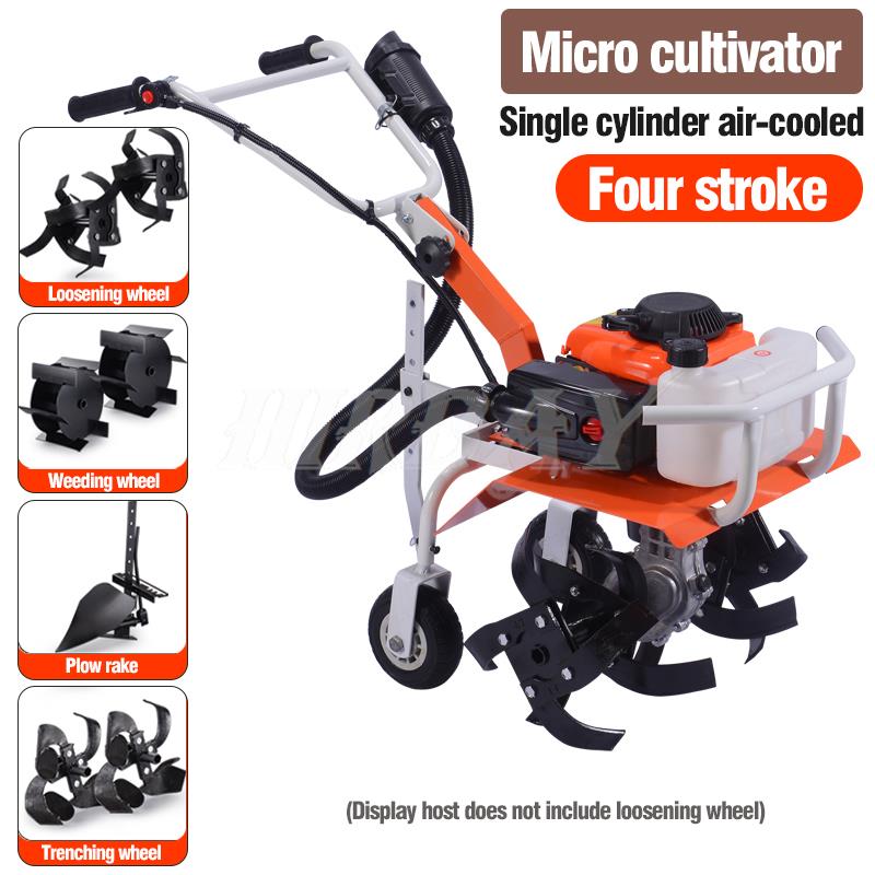 Mikrokultivátor Benzínový křovinořez Jednoosý traktor Multifunkční Zemědělský stroj Zahradní nářadí Kypření půdy Plevelení