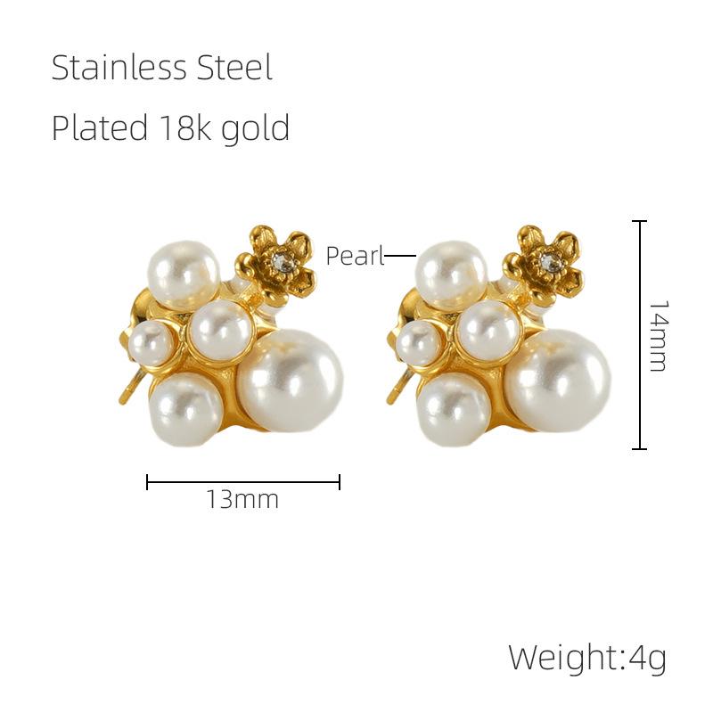 

New stainless steel pearl earrings women s niche irregular design light luxury stud earrings 18K золотой