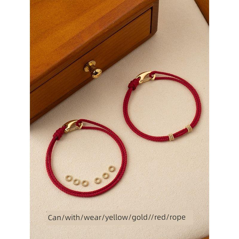Red Rope Hand Strap Semi-Finished Products Can String Gold Lucky Beads DIY Bracelet Handmade Braided Rope Gift Couple