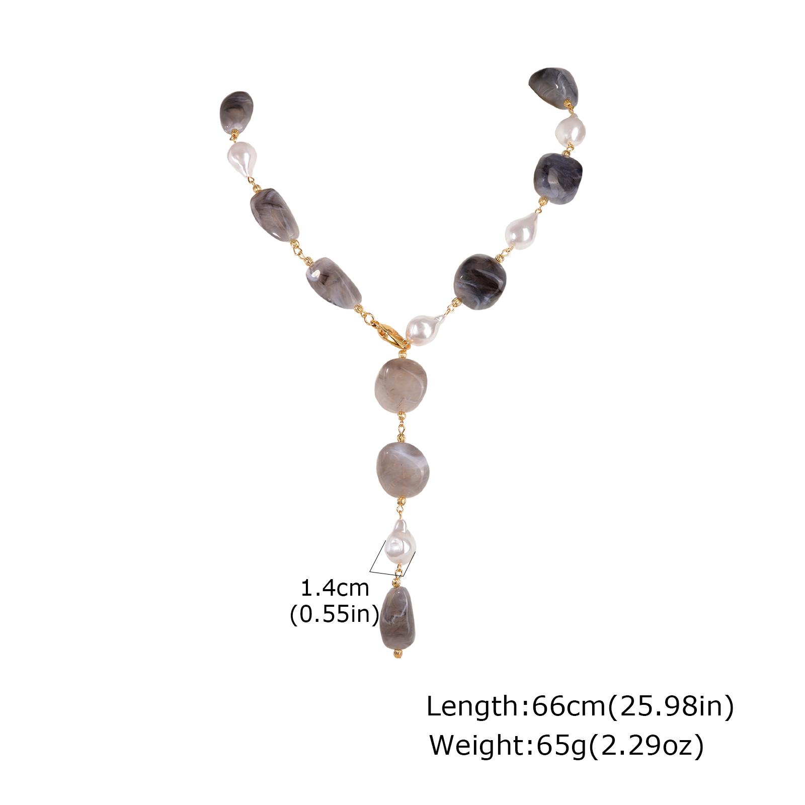 

Vintage Irregular Resin Bead Long Necklace, Imitation Pearl Y-shaped Necklace, Exaggerated Personality Jewelry for Women