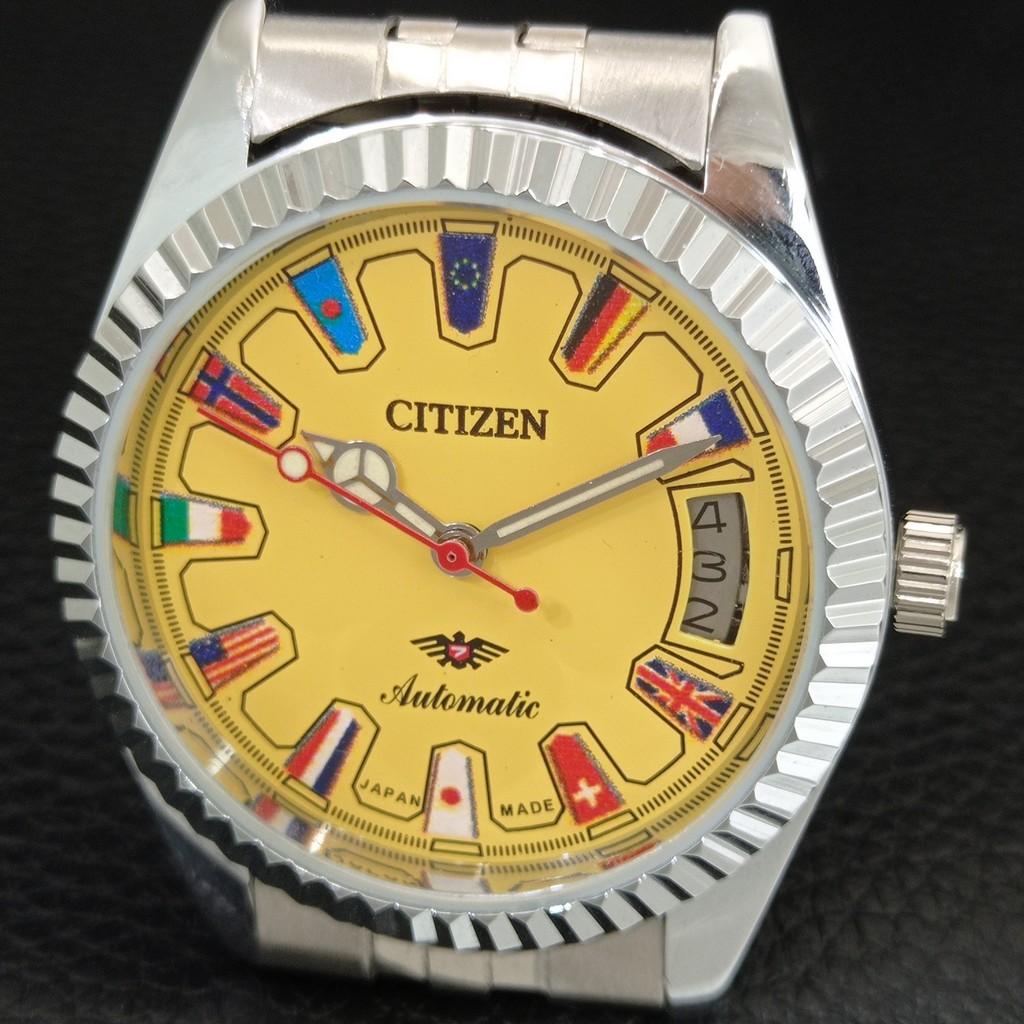 VINTAGE REFURBISHED CITIZEN AUTOMATIC JAPAN MENS YELLOW DIAL WATCH a446849-1