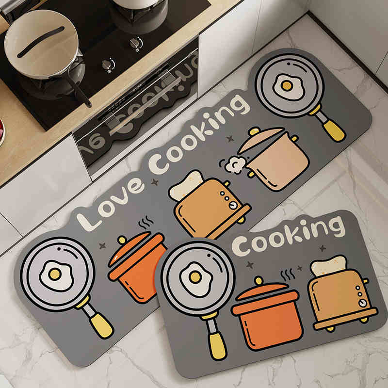 

Коврик VIKAMA для кухни с диатомовой грязью, впитывающий, нескользящий, маслостойкий и грязеотталкивающий, бытовые салфетки и моющийся коврик для ног 2pc 50x80and50x160cm