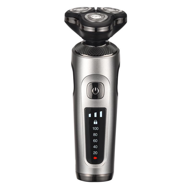 Smart LCD Electric Shaver, Washable Rotary 3-Blade Head, 360° Coverage, USB Charging