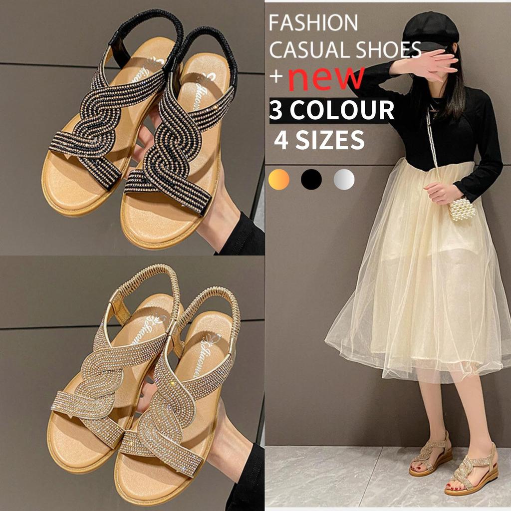 Sandale cu Toc Mic Casual Mărime Japoneză [W&C] Femei Mărgele, Strasuri, Sclipitoare, Toc, Barete, Aurii, Argintii, Drăguțe, (#01 Auriu, Dimensiuni,