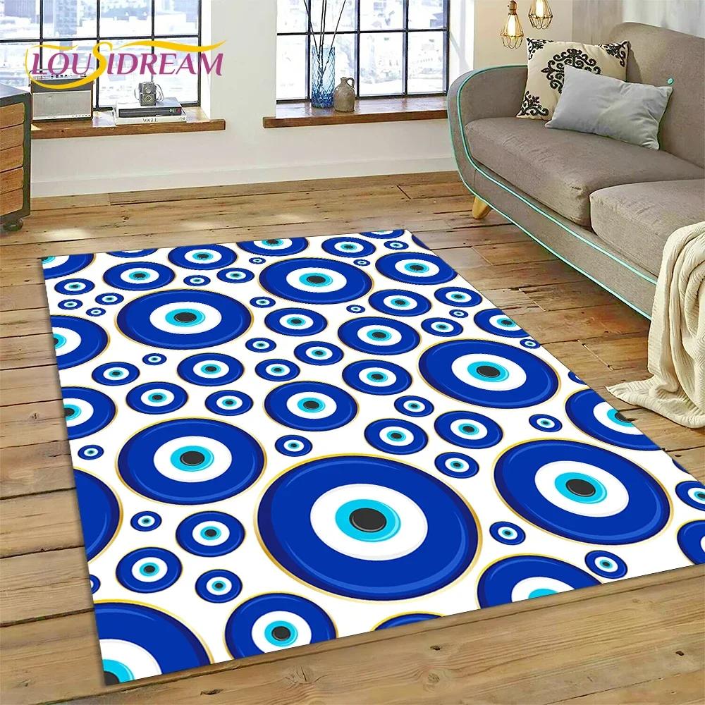 Evil Eye Turkey Blue Nazar Eye of Horus Carpet Rug for Bedroom Living Room Home Sofa Decoration,Child Game Large Decor Floor Mat