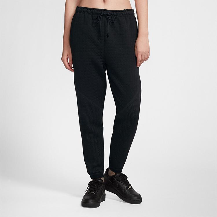 Nike Solid Color Lace-Up Sports Casual Pants Women Bottoms Black CI9437-010