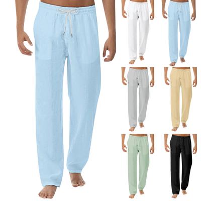 Men's Casual Loose And Comfortable Casual Pants Cotton Linen  Drawstring Trousers