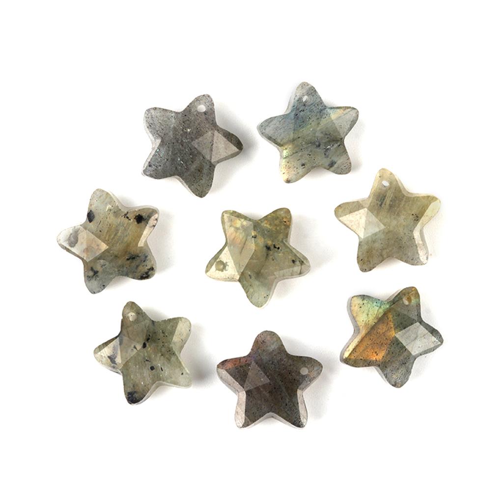 8Pcs/Pack Faceted Natural Stone Beads with Holes Handmade Star Shape Loose Beads for Jewellery Making DIY Necklace Bracelet Accessories Gifts 14x14mm