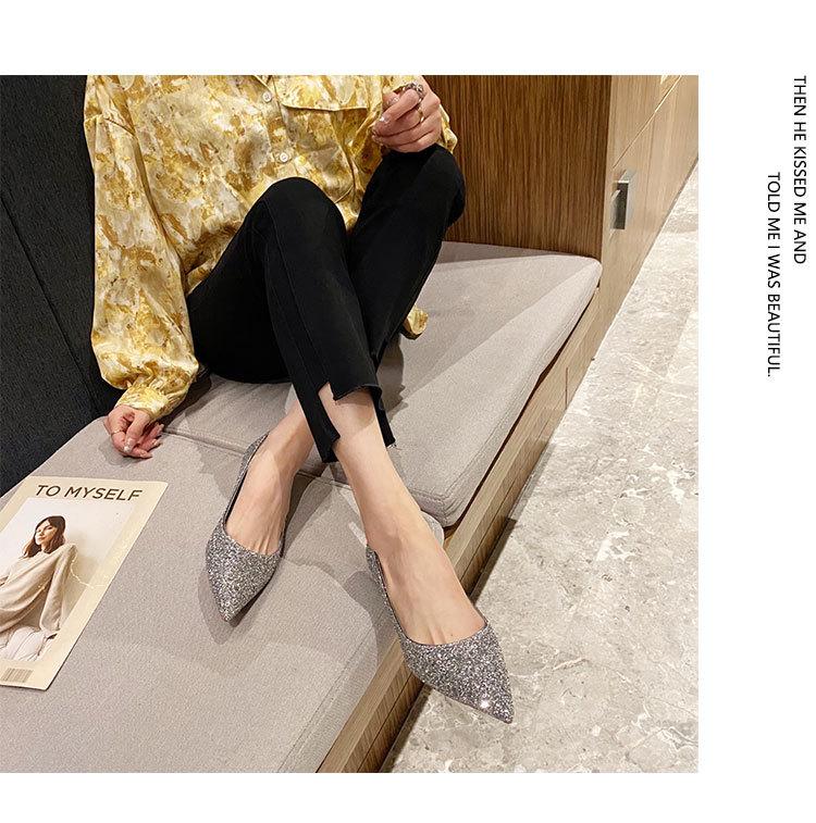 

Champagne wedding shoes bridal shoes summer 2025 new silver engagement low heel versatile not tired feet single shoes women 35