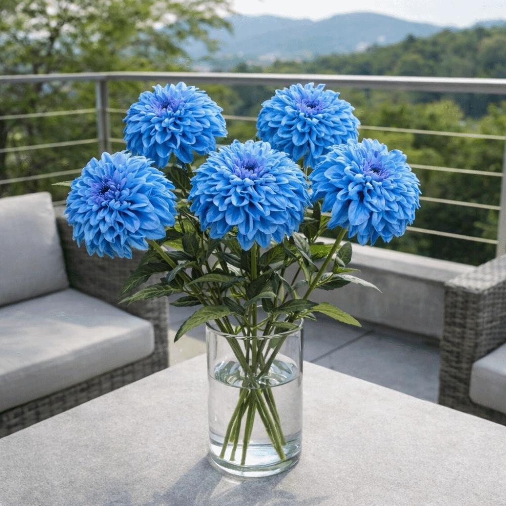 Long Branch 3D Printed Dahlia Realistic Real Touch Artificial Dahlia Branch Large Flower Faux Wedding Floral Bedroom Decor