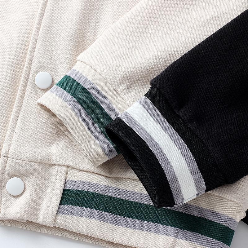 Korean Style Kids' Letter Stand Collar Baseball Jackets for Spring & Autumn