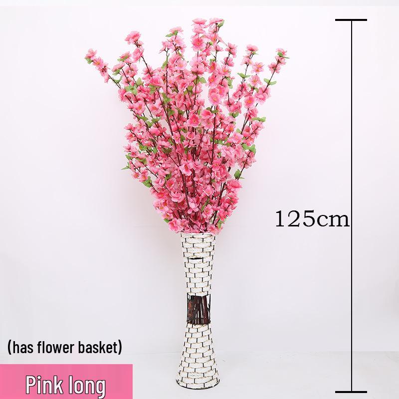 Silk Peach, Plum, and Cherry Blossom Arrangement – Indoor Floor Decoration