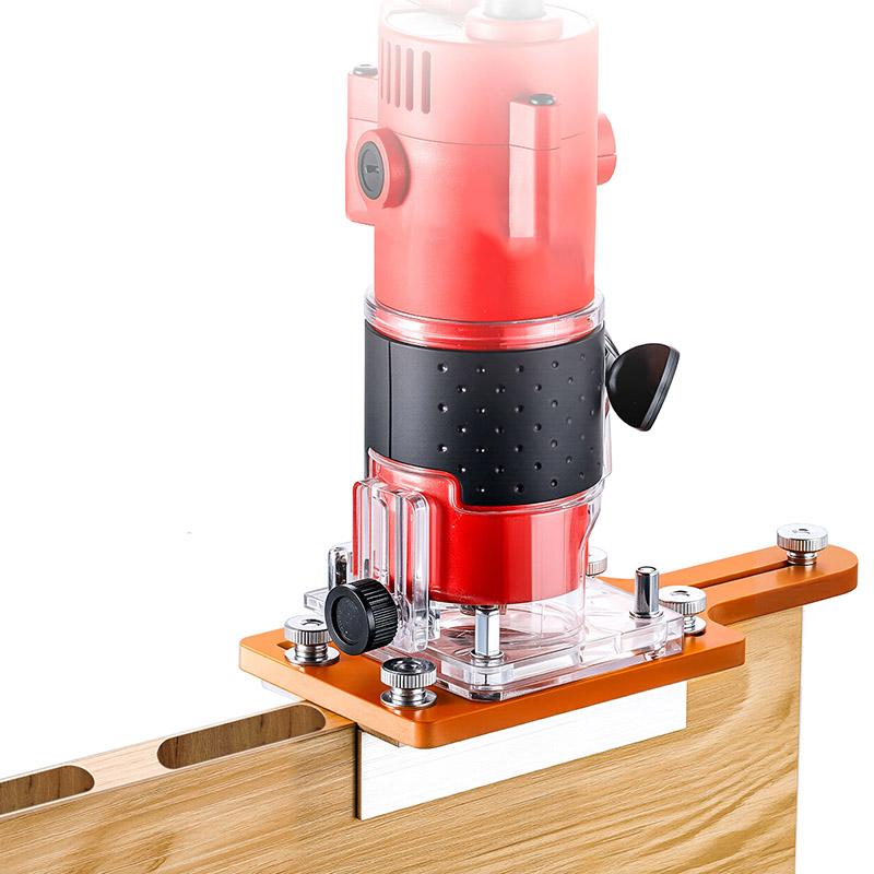 1Pc Wood Router Slotting Locator Tool with Limit, 2 in 1 Slotted Base & Fastening Bracket Handheld Edge Trimmer Milling Cutting