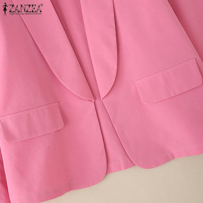 ZANZEA Women Turn Down Collar Loose Casual Long Sleeve Cardigan Blouse