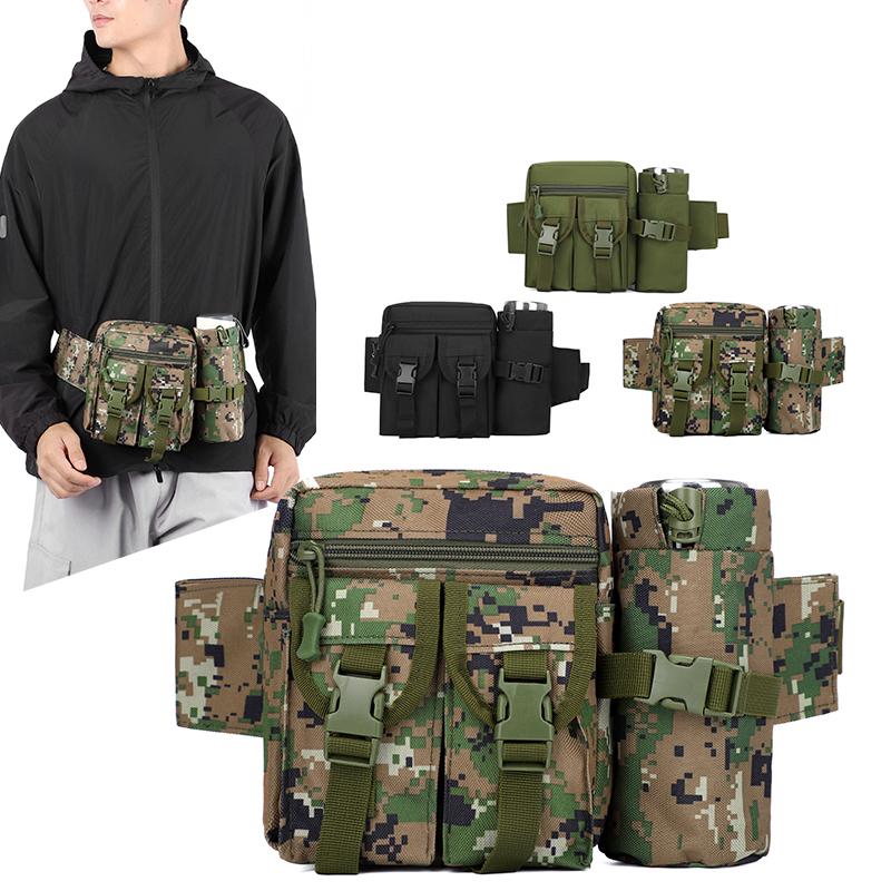 Tactical Multifunctional Water Kettle Bag Anti-Splashing Wear-Resistant Mobile Phone Bag Sports Waist Bag Men's Outdoor Cycling Bag