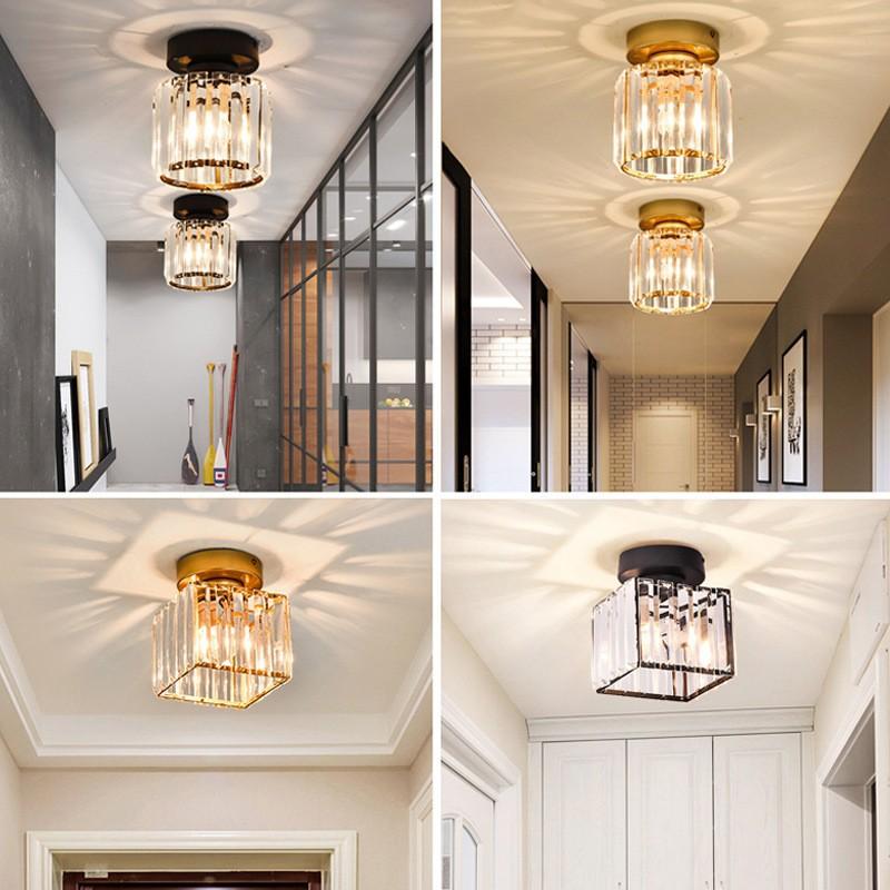 Modern Indoor Ceiling Light AC110v 220v Nordic Crystal Ceiling Lamps Aisle Staircase Ceiling Decoration Lamp E27 Surface Light