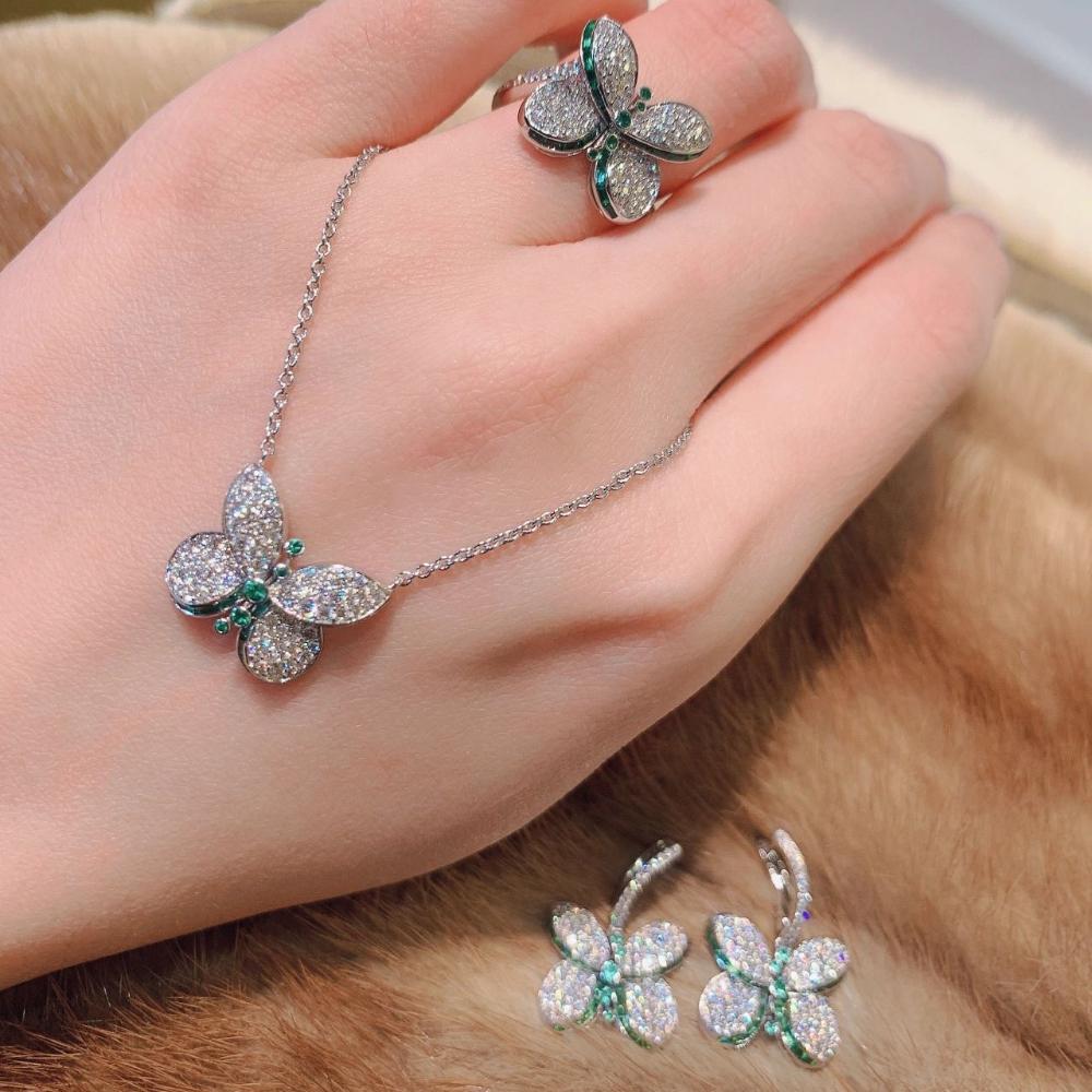 Princess Butterfly Ring Women's Premium Light Luxury Buterfly Butterfly Ring Women's 925 Sterling Silver