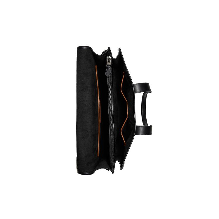 Coach Gotham 39 Flap Pebble Grain Leather And Refined Calfskin Laptop Briefcase Large Men Briefcase Black C5318-JIBLK