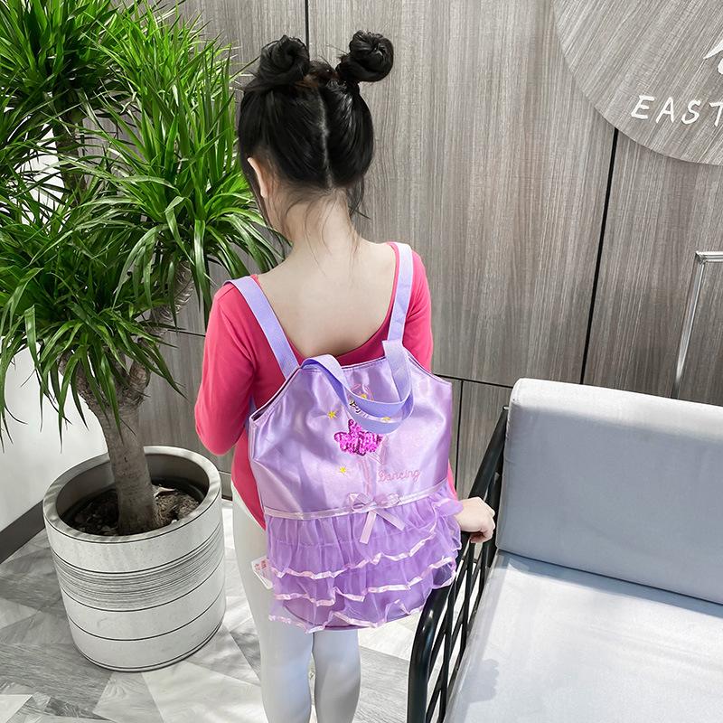 Girls Pink Ballet Dance Bag Students Backpack Embroidered Ruffled Handbag Children Ballerina Bag Kid Gymnastics Backpack