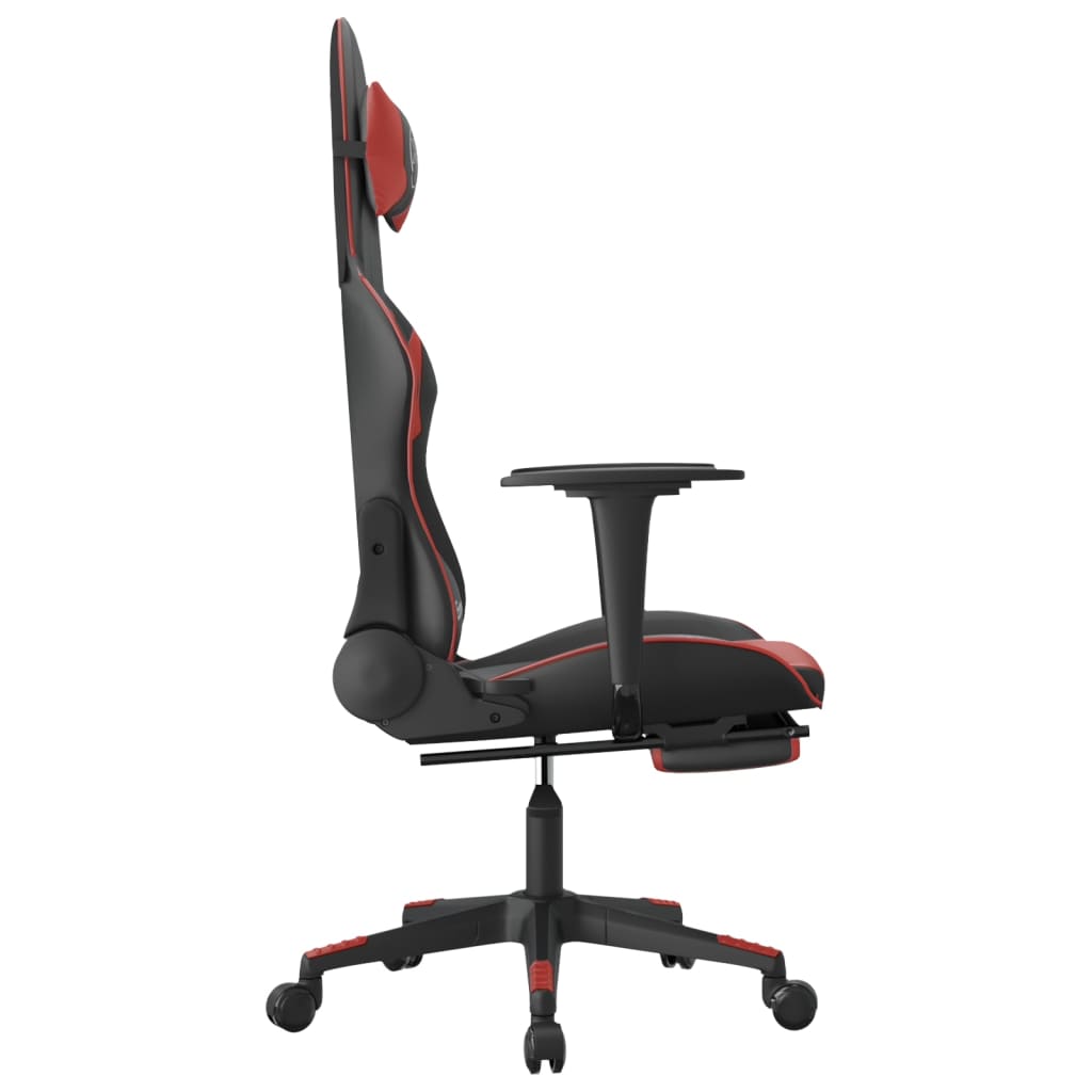 Vidaxl Gaming Chair with Footrest, Black and Wine, Faux Leather