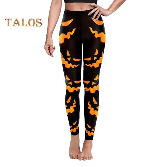 

Леггинсы с тыквой на Хэллоуин, средней посадки, эластичный пояс, обтягивающие брюки, колготки для косплея для девочек XXL A