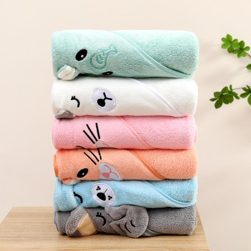 Hooded Quick-Dry Baby Bath Towel & Poncho for Newborns and Kids - Absorbent & Thickened Swaddle