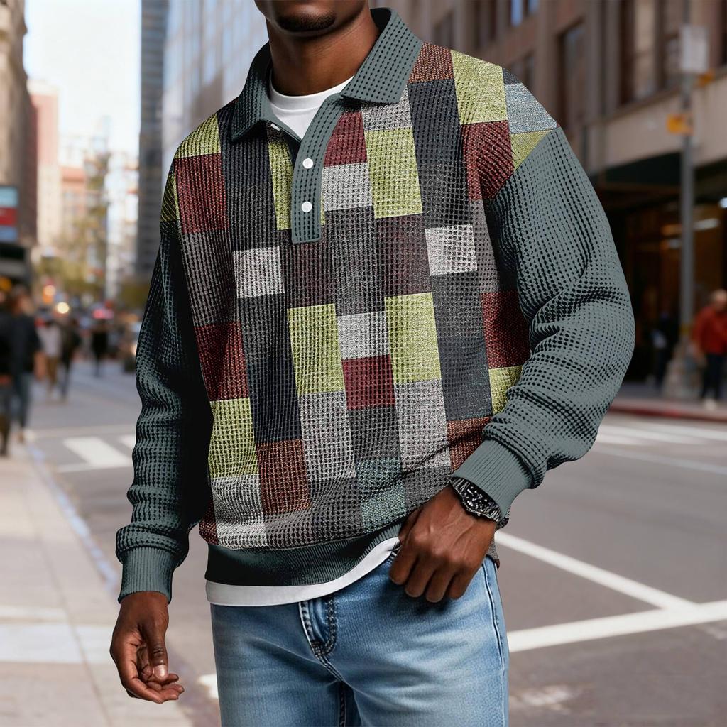 Men's Casual Loose-fitting Top Button-down Collar Long Sleeves