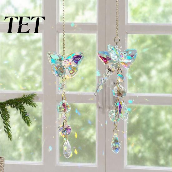 Sophisticated Birthday Gifts for Women Butterfly & Dragonfly Crystal Suncatcher, Colorful Rainbow Maker Prism Hanging Glamorous Crystals Indoor Decor