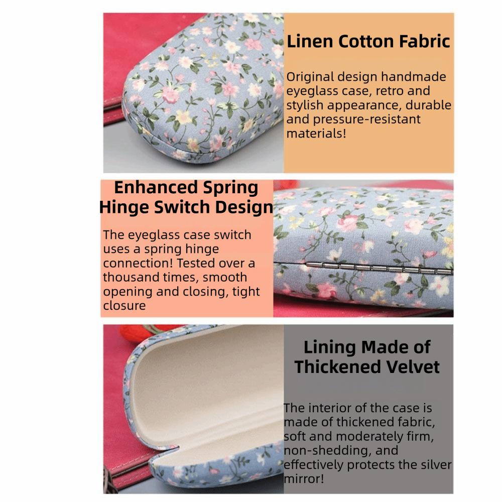 Anti Pressure Retro Floral Glasses Case Hard Shell Reading Glasses Box  Eyewear Accessories