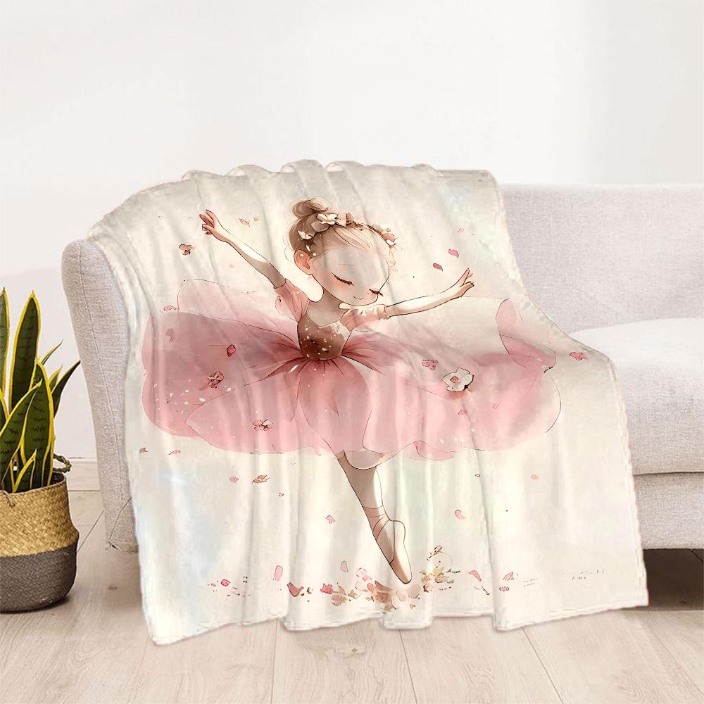 Dreamy Ballerina Flannel Blanket - Soft and Comfortable, Suitable for Sofas, Beds, Offices, Travel, and All Seasons, Making It A Perfect Holiday Gift.
