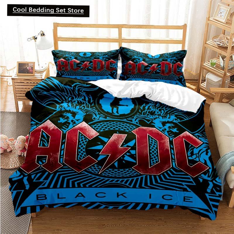 2024 Fashion AC_DC Rock Band Bedding Set Boys Girls Twin Queen Size Duvet Cover Pillowcase Bed Kids Adult Fashion Home Textiles