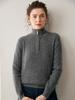 Women's Thickened Cashmere Stand Collar Sweater - Loose Fit, Zipper Lapel, Autumn/Winter 2024