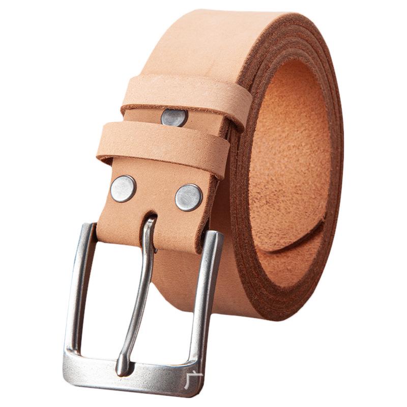 Men's Casual Genuine Leather Pin Buckle Belt - Pure Cowhide for Middle-aged and Young Adults