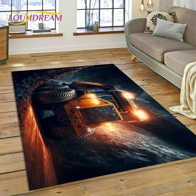 Retro Tractor Car 3D Truck Rug Carpet for Living Room Bedroom Home Decor,Floor Mat Non-slip Decoration for Sofa Doormat Kid Gift