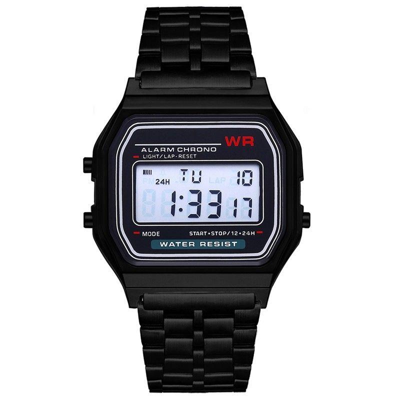 Stilvolle Und Trendige LED Digitaluhr WR F91w Stahlarmband A159 Modische Uhr