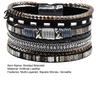 Bohemian Bracelet Braided Multi-Layered Faux Leather Rope Casual with Square
