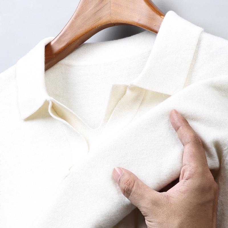 Herren Cardigan Pullover aus reiner Wolle mit langen Ärmeln und Reverskragen
