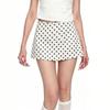 Women Polka Dot High Waist A-Line Mini Skort, Summer Slim Bodycon Skirt with Inner Liner, Gentle Style Anti-Chafing Short Skirt for Casual Outfits