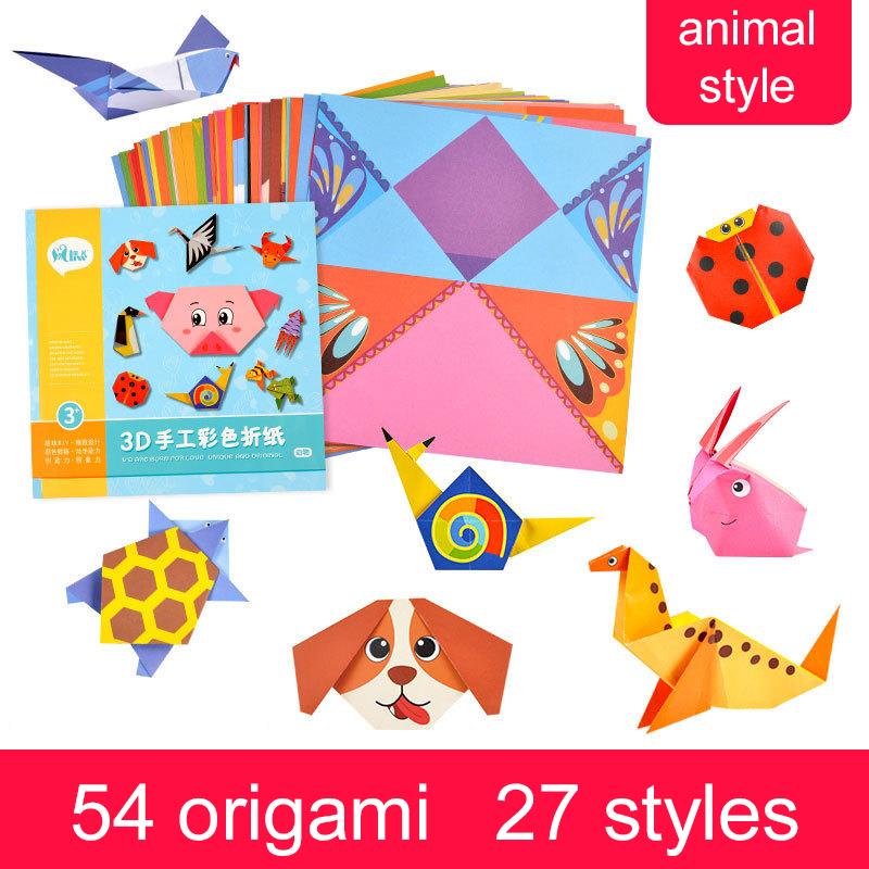 54pcs/set Handmade Origami Material Package DIY Colored Paper Office Supplies Animal/Life Theme Art Supply Handicrafts TMZ