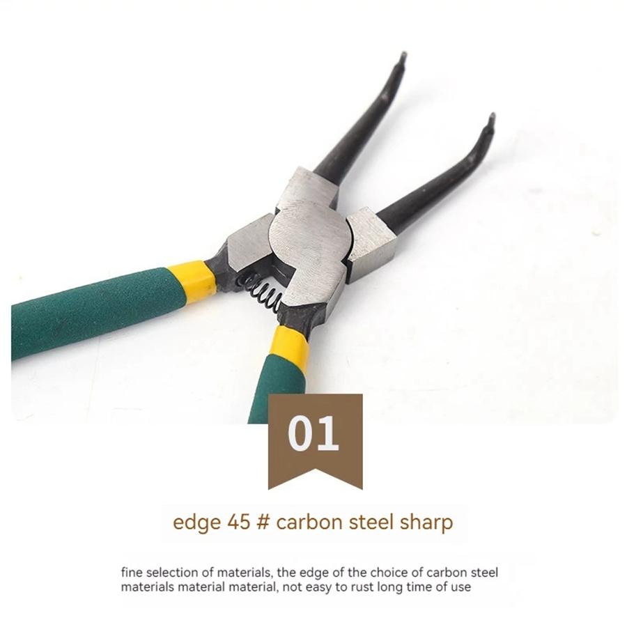 4Pcs Circlip Plier Set 7'' Long Nose Plier Staight Bent Plier Inner Outer Staight Bent Plier Retaining Snap Ring Remover Tool