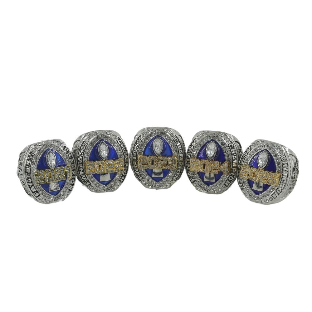 2021-2025 Fantasy Football Champion Rings Set - Oval Design (5-Piece) Size 8