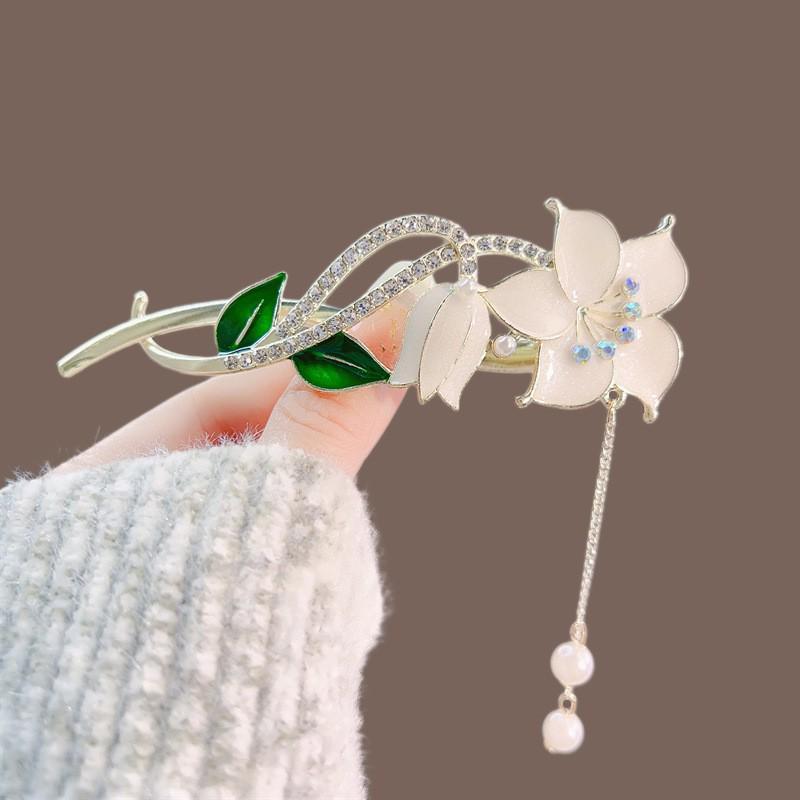 Ancient Style Lily Tulip Tassel Twist Hair Clip for Hanfu Updo