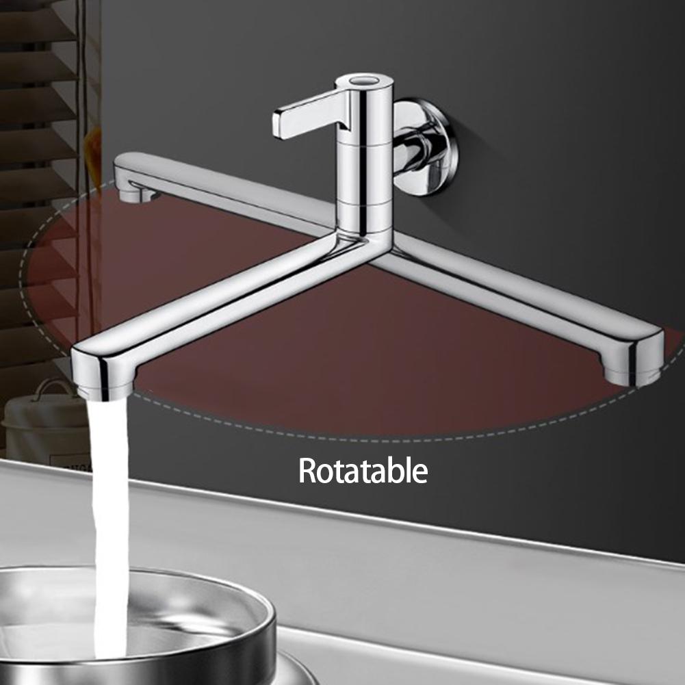 Wall Mounted Rotatable Single Cold Kitchen Sink Faucet 304 Stainless Steel