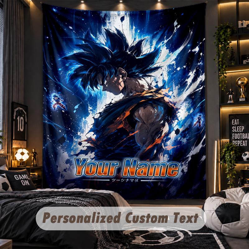 Personalized Wall Tapestry,Dragon Ball Custom Printed Name, Fabric Wall Art For Indoor Room Backdrop