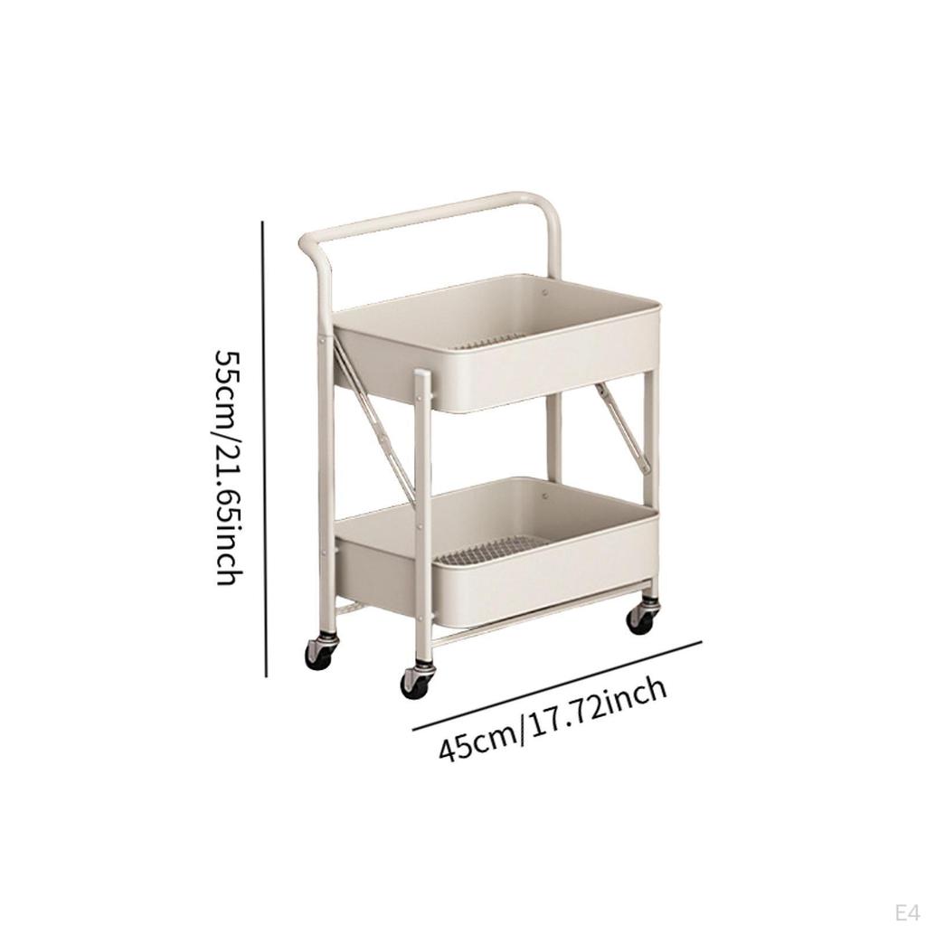 Carro Rodante con Ruedas Cesta de Frutas Verduras Plegable Gran Capacidad Organizador Multifuncional