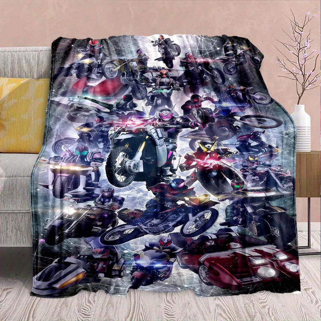 Kamen Rider Anime Flannel Blanket – Soft, Warm, Perfect for Sofas, Bedding, Camping, Travel, Office, and Home Decor – QJY