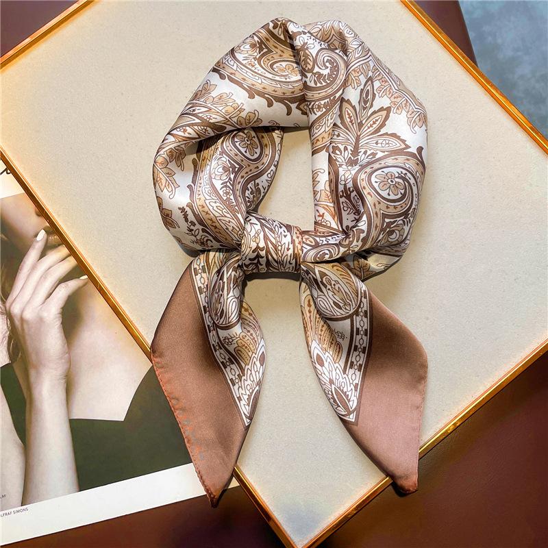New Fashion Paisley Print Shawl Square Scarf for Women Soft Satin Wraps Neckerchief Female Hair Bands Ribbon Headband Bandana