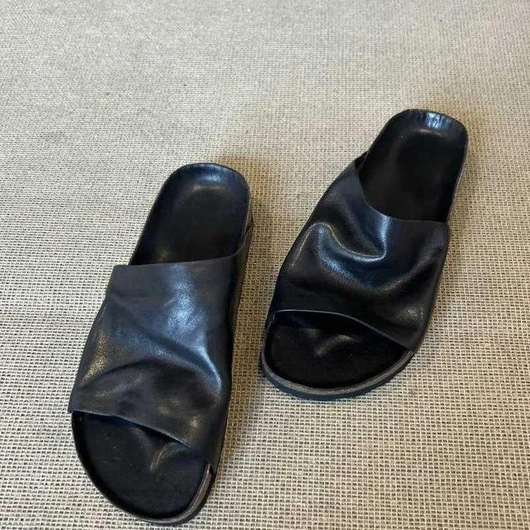 

Fashion New Summer Slippers Women 2025 Handmade Retro Thick Soles Non-slip Slides Woman Outside Casual Platform Shoes 43