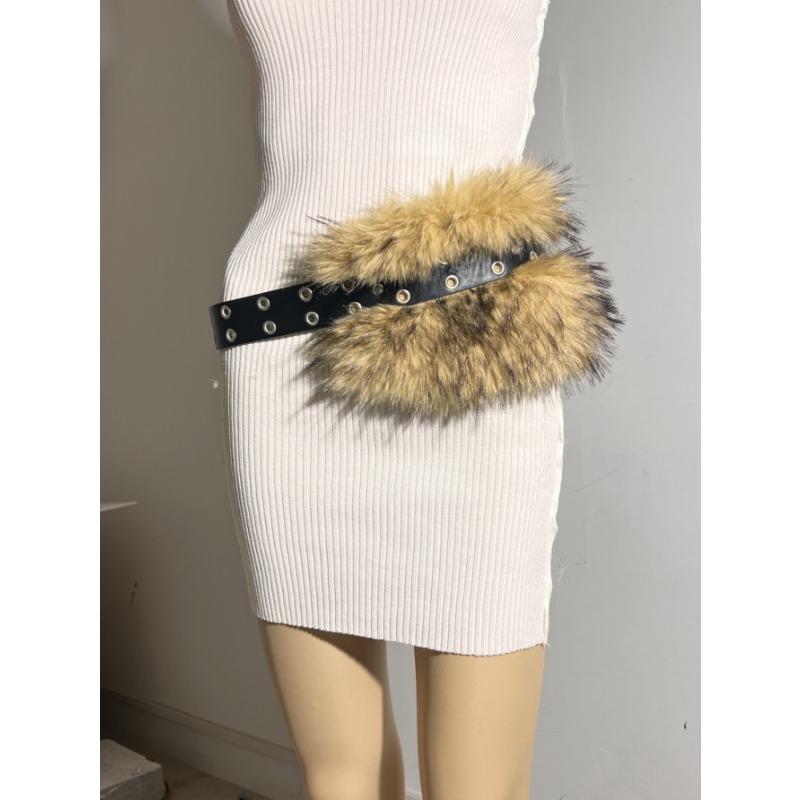 New Rabbit Fur Belt, Fur Belt, European and American Sexy Hot Girl Waist Seal Wide Belt